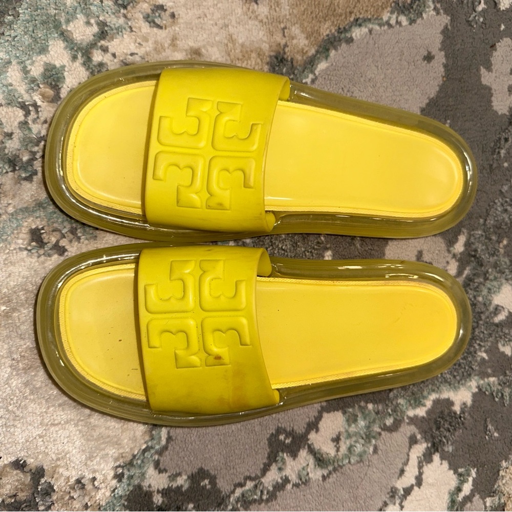 Tory Burch Bright Yellow Slide Sandals